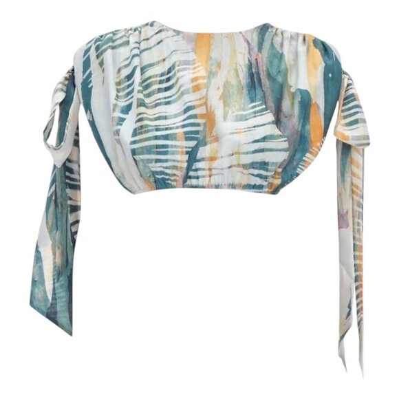 ANDREA IYAMAH HALIMA ABSTRACT BARK CROPPED TOP Size Large Tropical - Picture 1 of 11